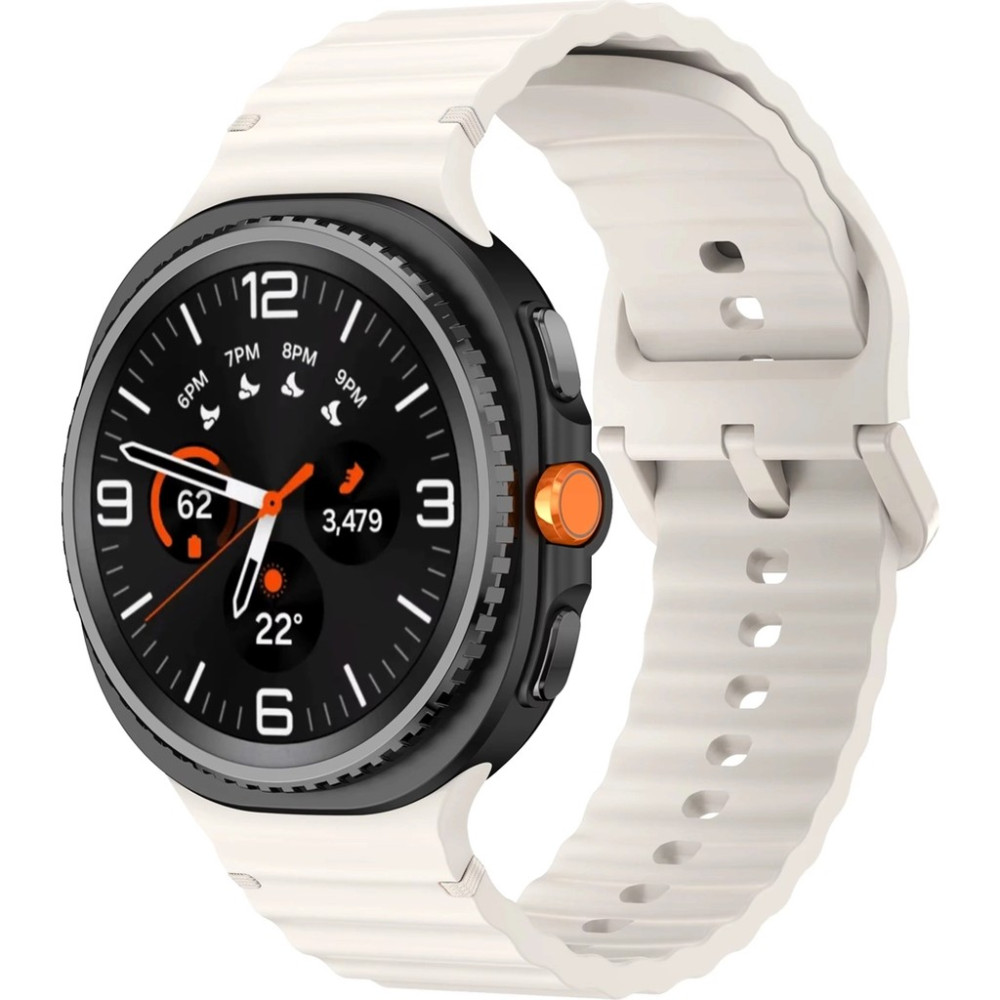 Forzacase Samsung Galaxy Watch 8 Classic / 40 / 44 mm ile Uyumlu Wavy Style Tokalı Silikon Kordon Kayış - FC1214 - Bej Cep Telefonu Fiyatı