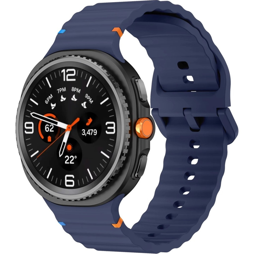 Forzacase Samsung Galaxy Watch 8 Classic / 40 / 44 mm ile Uyumlu Wavy Style Tokalı Silikon Kordon Kayış - FC1214 - Lacivert Cep Telefonu Fiyatı