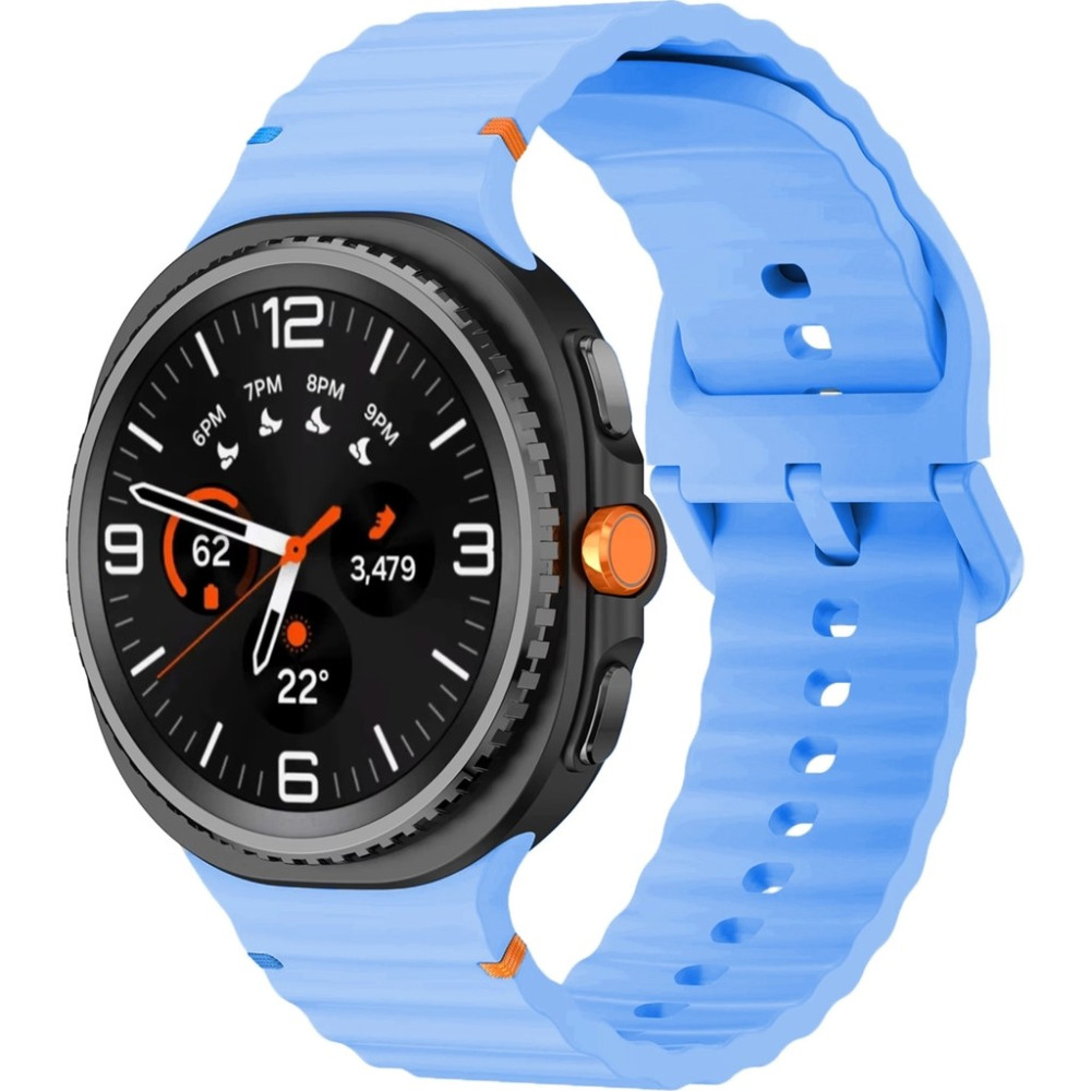 Forzacase Samsung Galaxy Watch 8 Classic / 40 / 44 mm ile Uyumlu Wavy Style Tokalı Silikon Kordon Kayış - FC1214 - Mavi Cep Telefonu Fiyatı