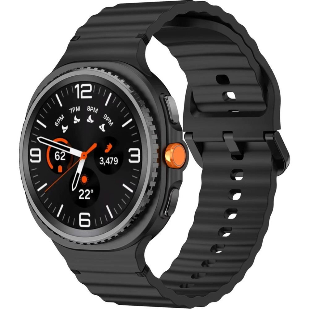 Forzacase Samsung Galaxy Watch 8 Classic / 40 / 44 mm ile Uyumlu Wavy Style Tokalı Silikon Kordon Kayış - FC1214 - Siyah Cep Telefonu Fiyatı