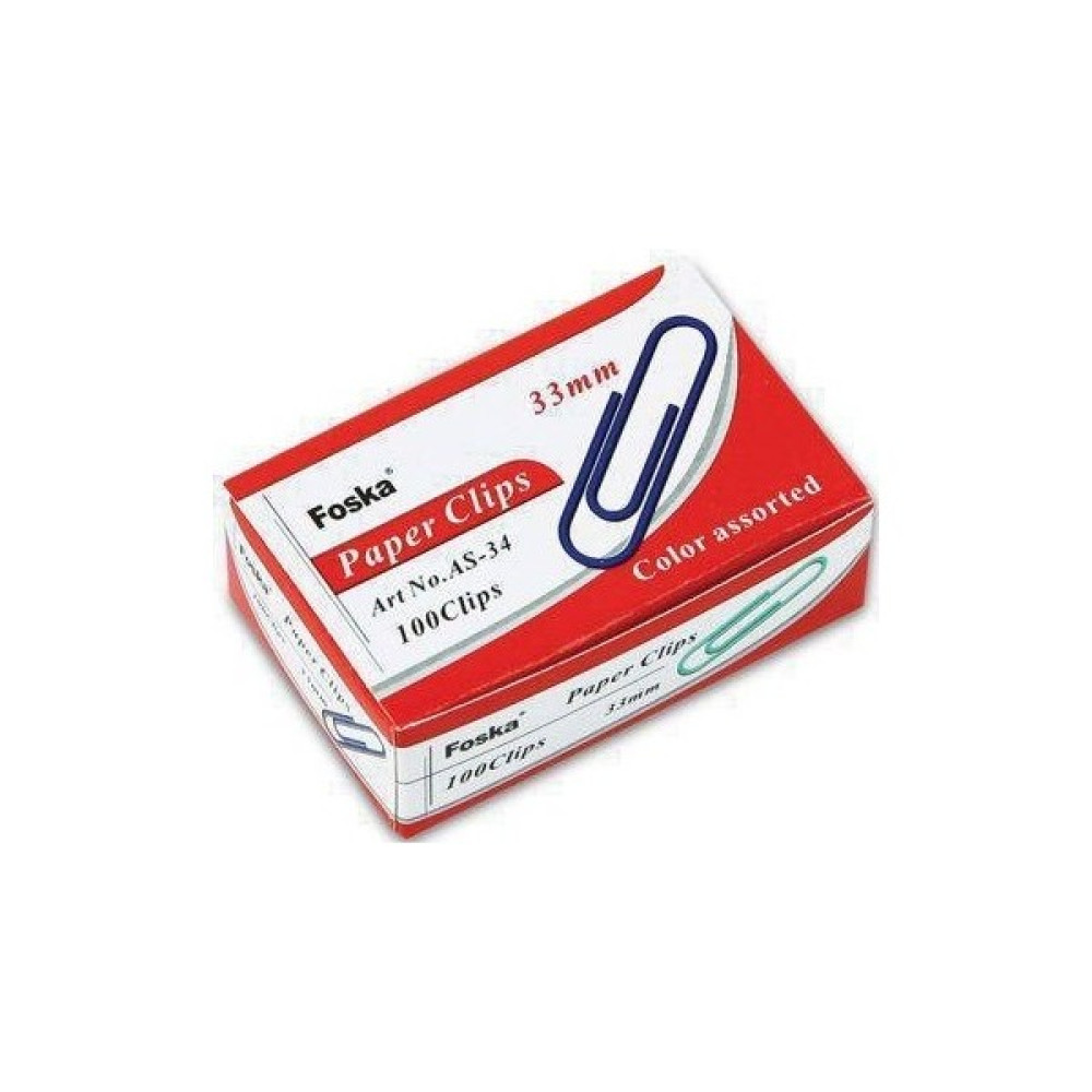 Foska Renkli Ataş 33 mm 100 Clips Ataş Fiyatı