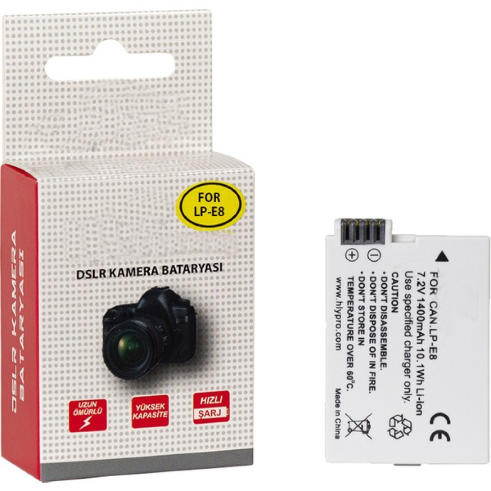 Fototek Lp-E8 Batarya Battery Pil Canon Eos 550D 600D 650D 700D Lp E8 Li On Pil 1400 Mah - Siyah Piller & Şarj Cihazları Fiyatı