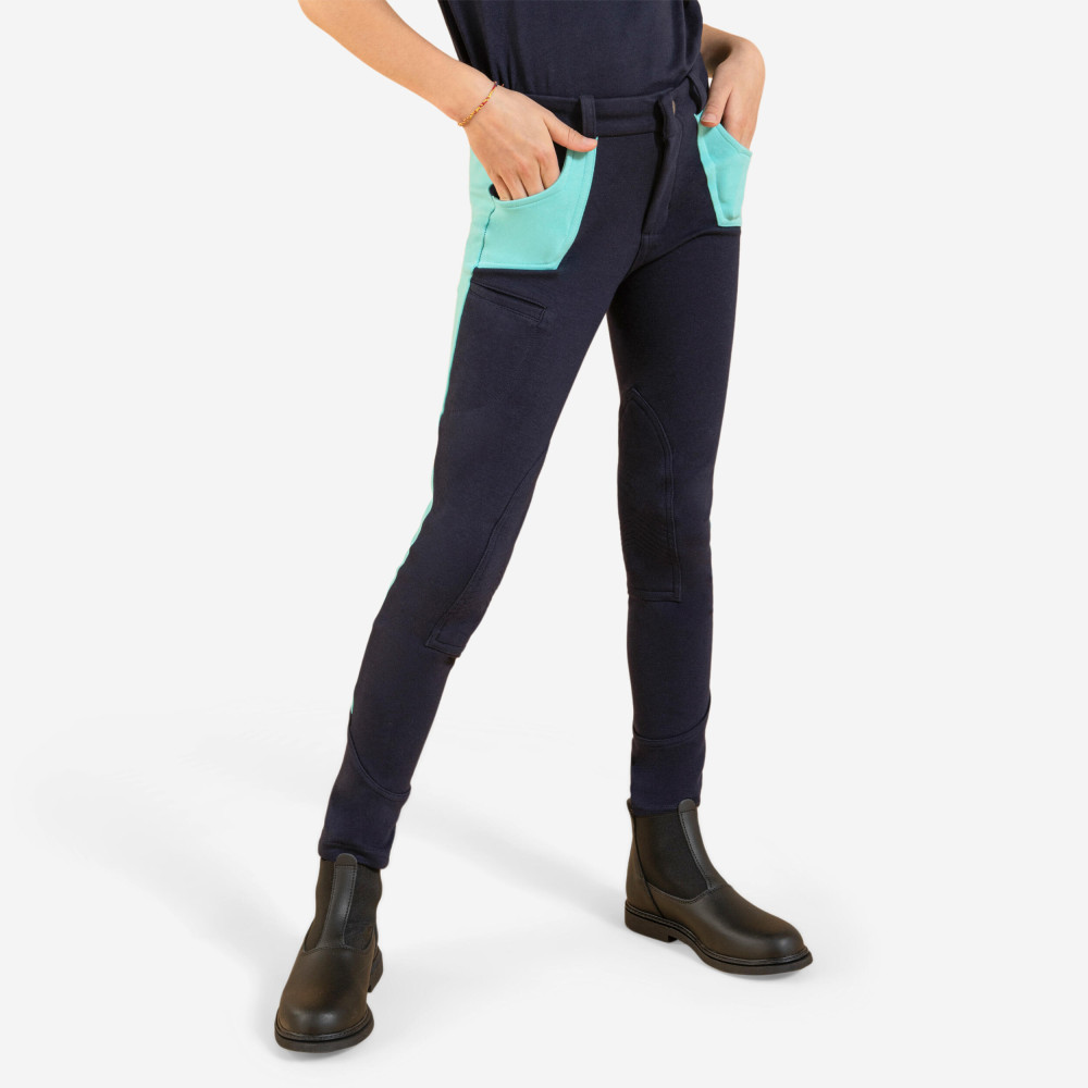 Fouganza Çocuk Binici Pantolonu - Lacivert/Turkuaz - 120 Pantolon (Outdoor) Fiyatı