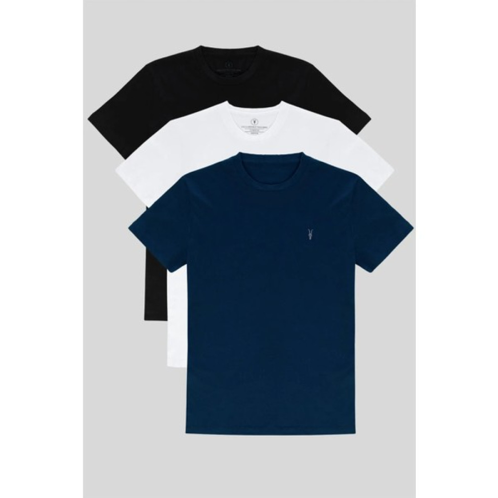 Four Man Bisiklet Yaka Standart Kalıp Basic Pamuklu Erkek T-Shirt 3lü Paket Erkek T-shirt Fiyatı