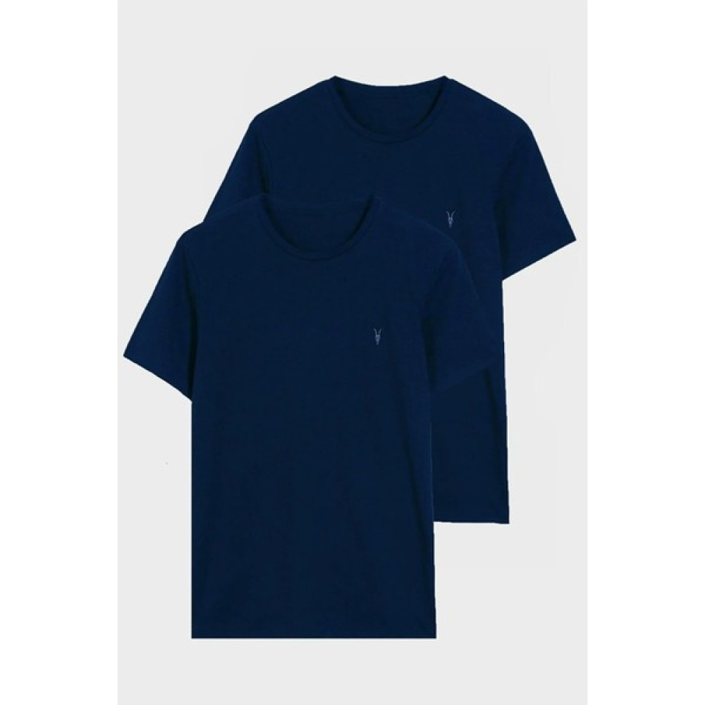 Four Man Bisiklet Yaka Standart Kalıp Basic Pamuklu Lacivert Erkek T-Shirt 2'li Paket Erkek T-shirt Fiyatı