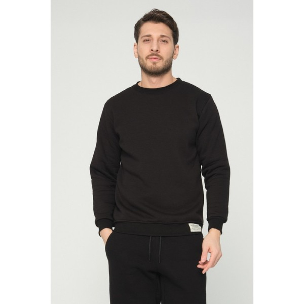 Four Man Siyah Bisiklet Yaka Sweatshirt 3 Iplik Şardonlu (%100 Pamuk) Erkek Sweatshirt Fiyatı
