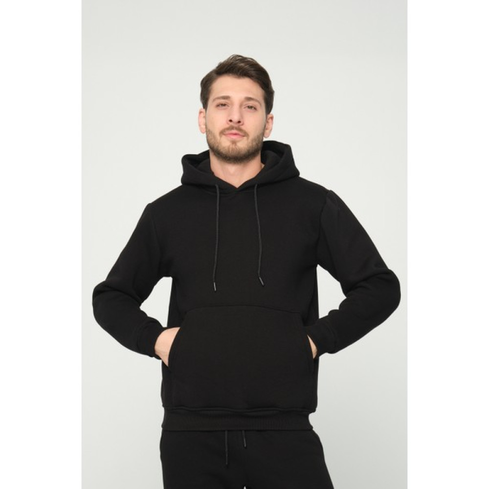 Four Man Siyah Kapşonlu Sweatshirt 3 Iplik Şardonlu (%100 Pamuk) Erkek Sweatshirt Fiyatı