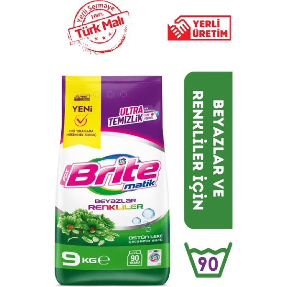 Fox Brite Toz Deterjan Renkliler ve Beyazlar Için Derinlemesine Temizlik 9 kg Çamaşır Deterjanı Fiyatı