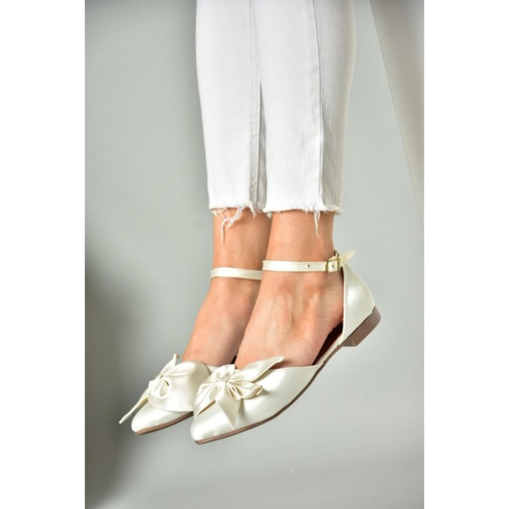 Fox Shoes P726591004 Sedef Saten Kumaş Fiyonklu Kadın Babet Babetler Fiyatı