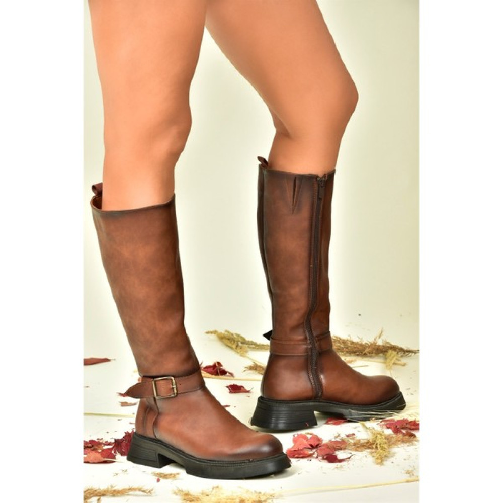 Fox Shoes Taba Alçak Topuklu Günlük Kadın Çizme N674265009 Kadın Çizmeleri Fiyatı