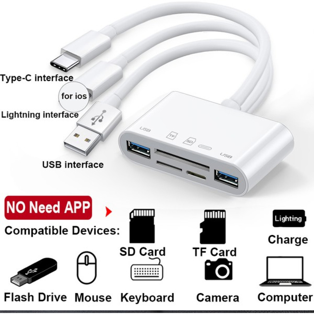 Foxyn FXN-1032 Pro Type-C Lightning Usb-A To 2x Usb3.0 Sd Tf Pd Kart Okuyucu Çevirici Hub Adaptör Hafıza Kartları Fiyatı