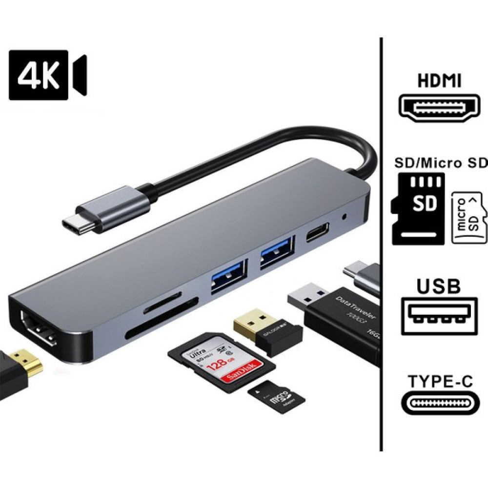 Foxyn FXN-10C 6ın1 Type-C To USB 3.0 Sd Tf 4K Hd HDMI Pd Kart Okuyucu Çevirici Dönüştürücü Adaptör Bilgisayar Çevirici ve Adaptörü Fiyatı