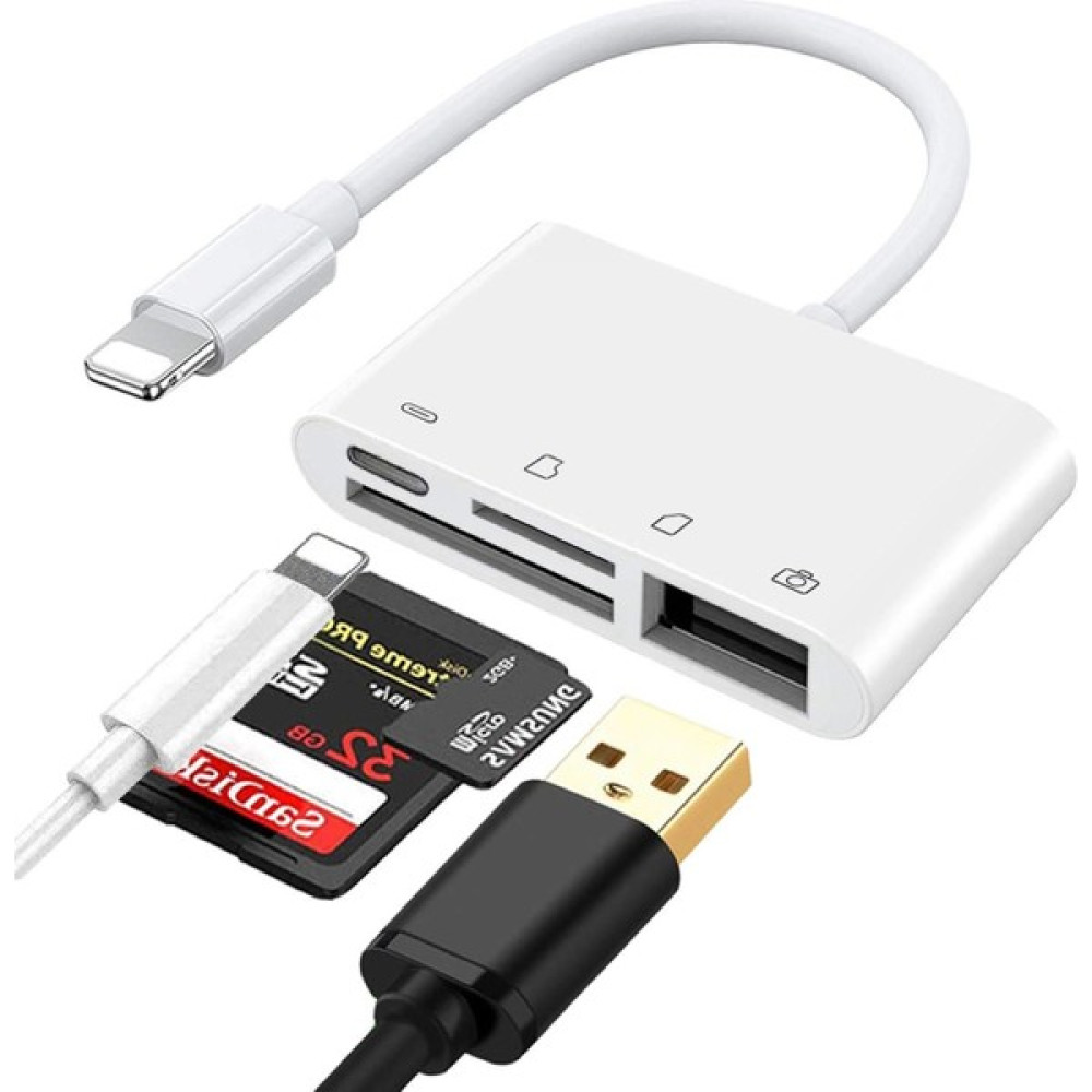 Foxyn Fxn-88 Lightning To Kablo USB Sd Mikro Sd Kart Okuyucu iPhone Dönüştürücü Adaptör Hafıza Kartları Fiyatı