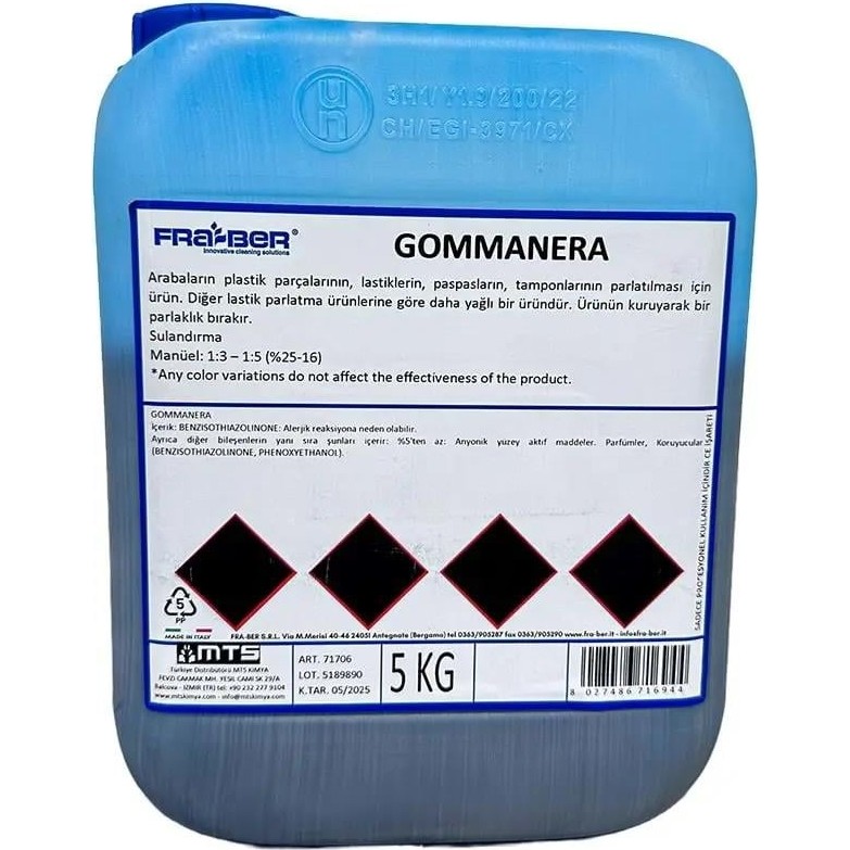 Fra-Ber Gommanera Lastik Parlatıcı (1: 4-5 ) 5 Kg(Lastik, Plastik, Kauçuk Pas Pas, Tampon Parlatıcı) Bulaşık Yıkama Fiyatı