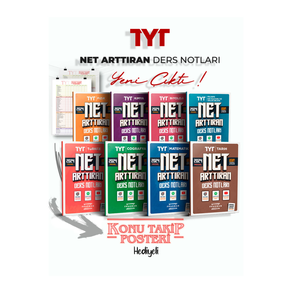 Fragman Yayınları 2024 Tyt Net Arttıran Ders Notları Full Set Tyt Konu Takip Çizelgesi Hediye Ösym Tarzına Uygun Ders Sınav Kitapları Fiyatı