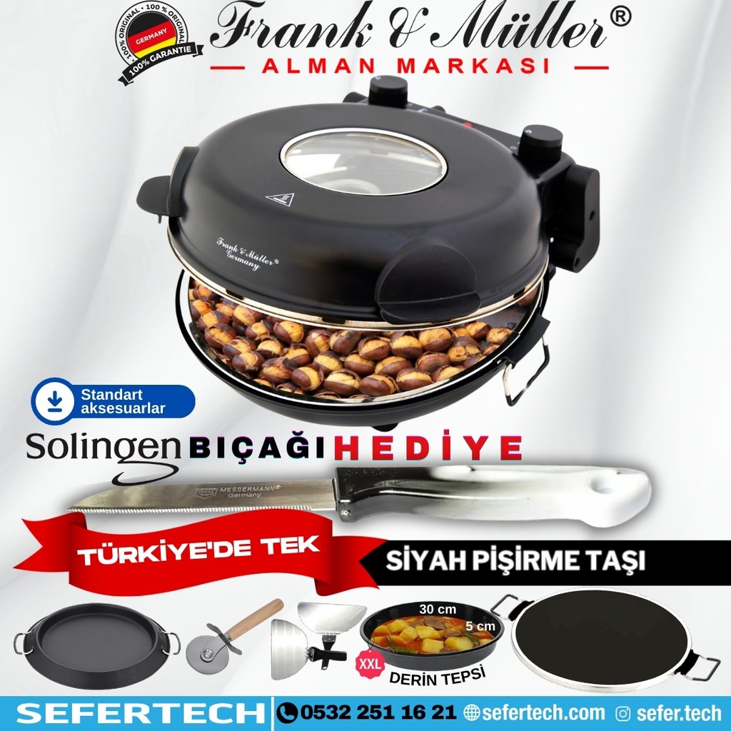 Frank & Müller Germany | Taş Fırın | Pizza, Lahmacun ve Grill Makinesi | Siyah Diğer Fiyatı