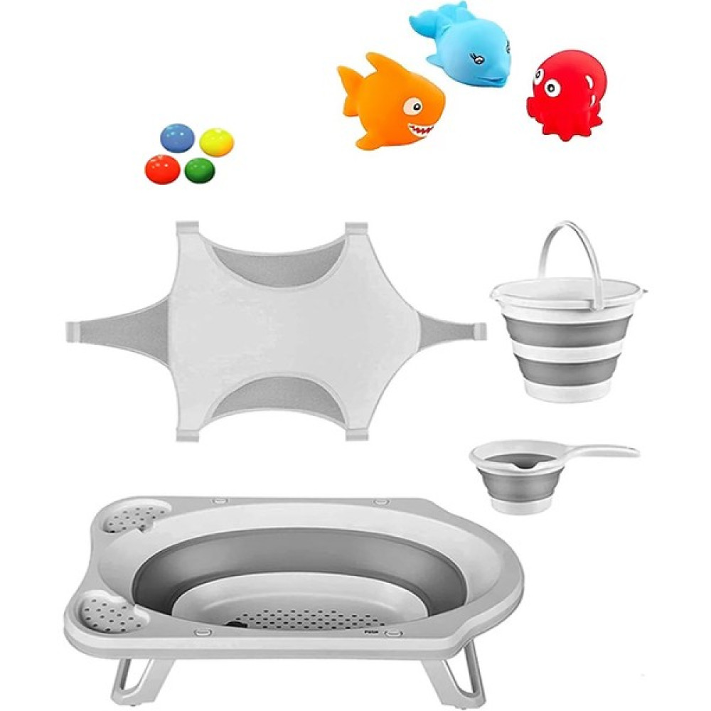 Free Bebek Katlanır Bebek Yıkama Banyo Seti 6 Parça Balık Hediyeli - Gri Bebek Banyo Küveti Fiyatı