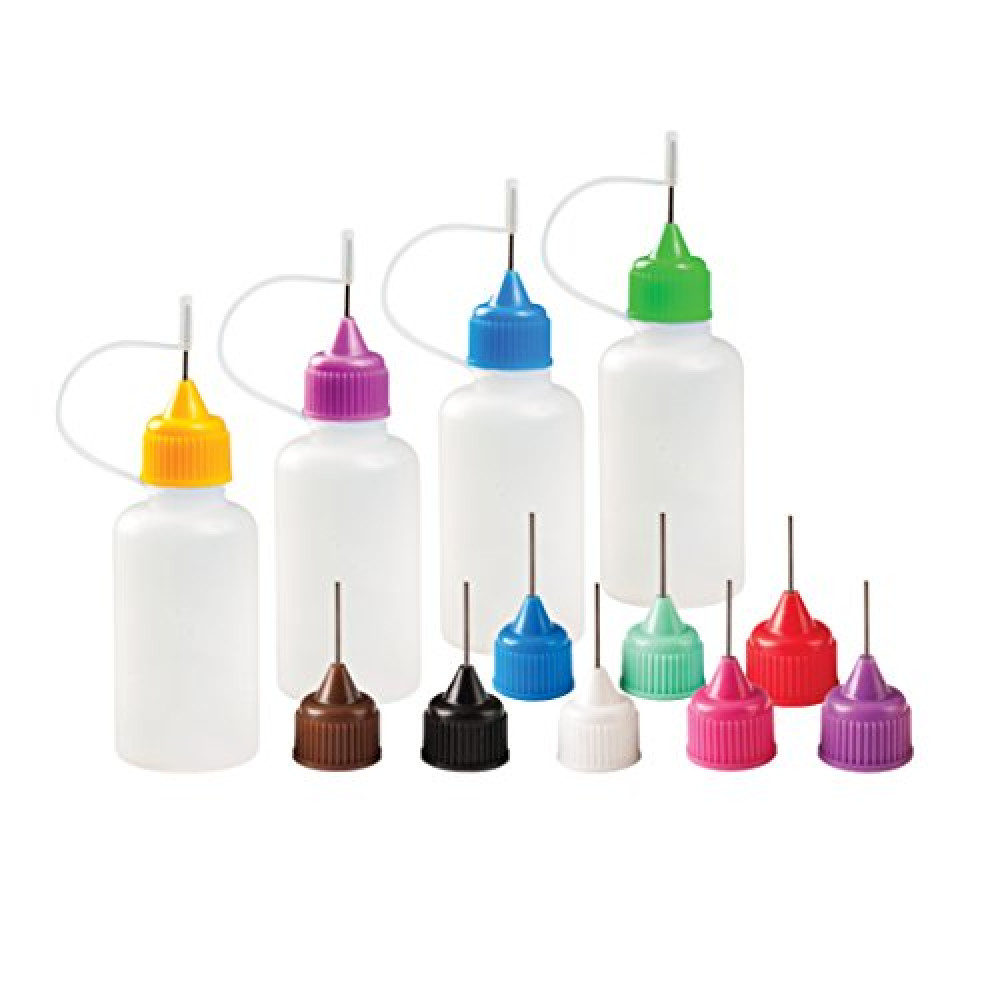 Free Hand Precision Applicator Bottle 1 Oz. 4 Needle Tip Squeeze Bottles and 12 Tips for Acrylic Painting, DIY Quilling and Paper Craft