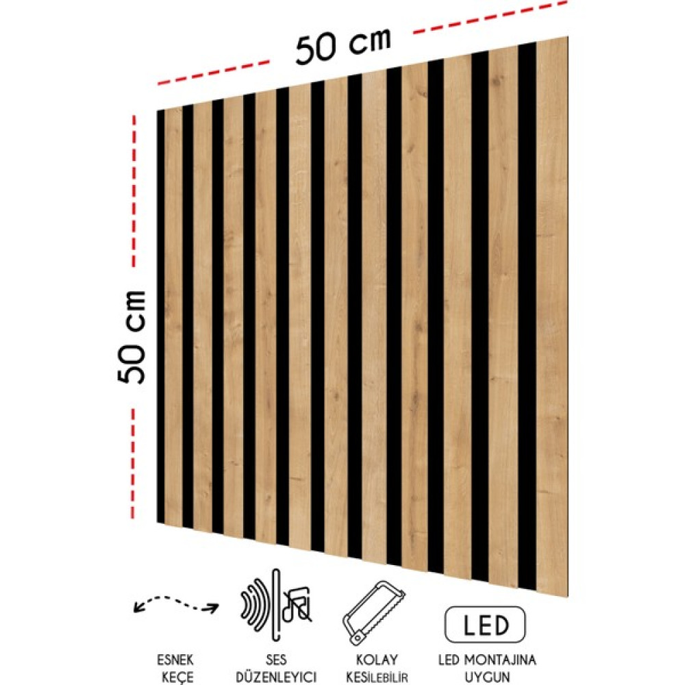 Freehome Mdf Ahşap Akustik Duvar Kaplama Lambri Paneli 50 x 50 cm - Safir Meşe Ofis Mobilya Aksesuarları Fiyatı