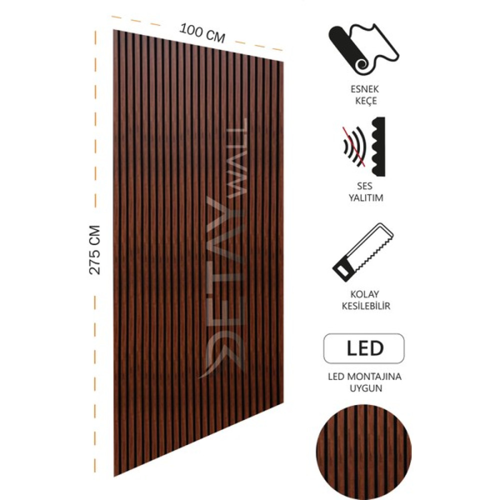 Freehome Mdf Ahşap Akustik Duvar Paneli - 100 x 275 cm - Polisender - Polisander Ofis Mobilya Aksesuarları Fiyatı