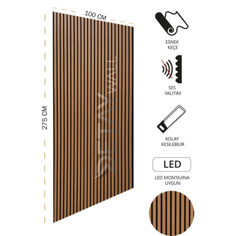 Freehome Mdf Ahşap Akustik Duvar Paneli - 100 x 275 cm - Teak Ofis Mobilya Aksesuarları Fiyatı