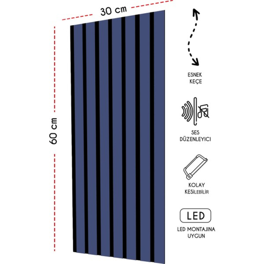 Freehome Mdf Ahşap Akustik Duvar Paneli 30 x 60 cm - İzlanda Mavi - İzlanda Mavisi Ofis Mobilya Aksesuarları Fiyatı