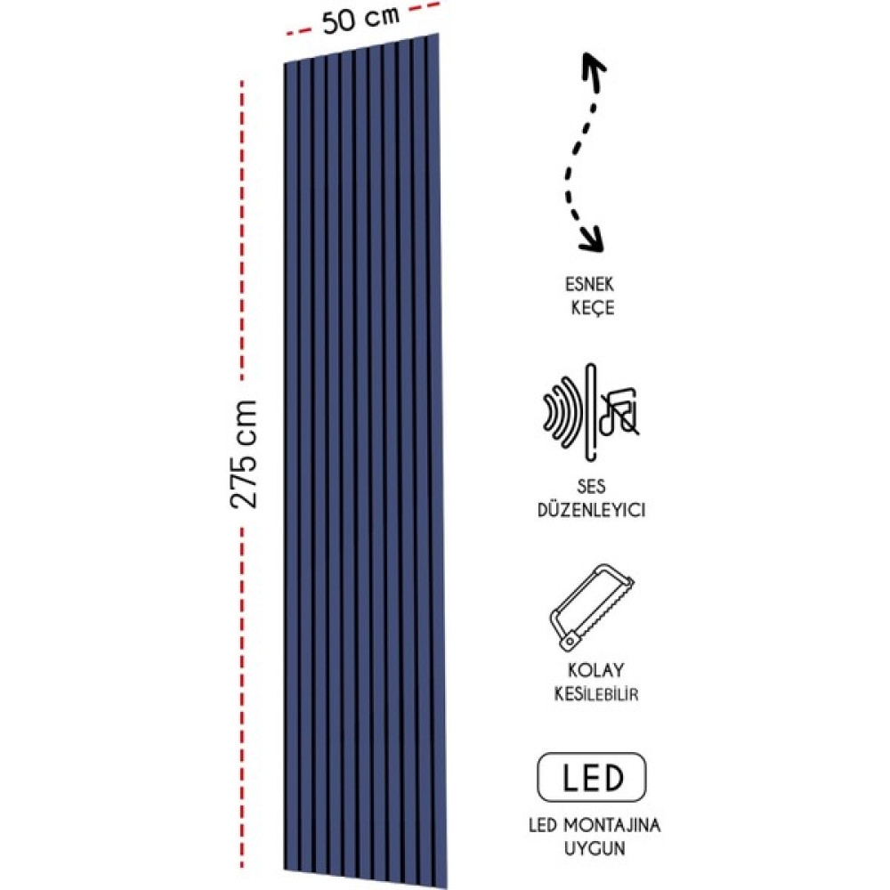 Freehome Mdf Ahşap Akustik Duvar Paneli 50 x 275 cm - İzlanda Mavi - İzlanda Mavisi Ofis Mobilya Aksesuarları Fiyatı