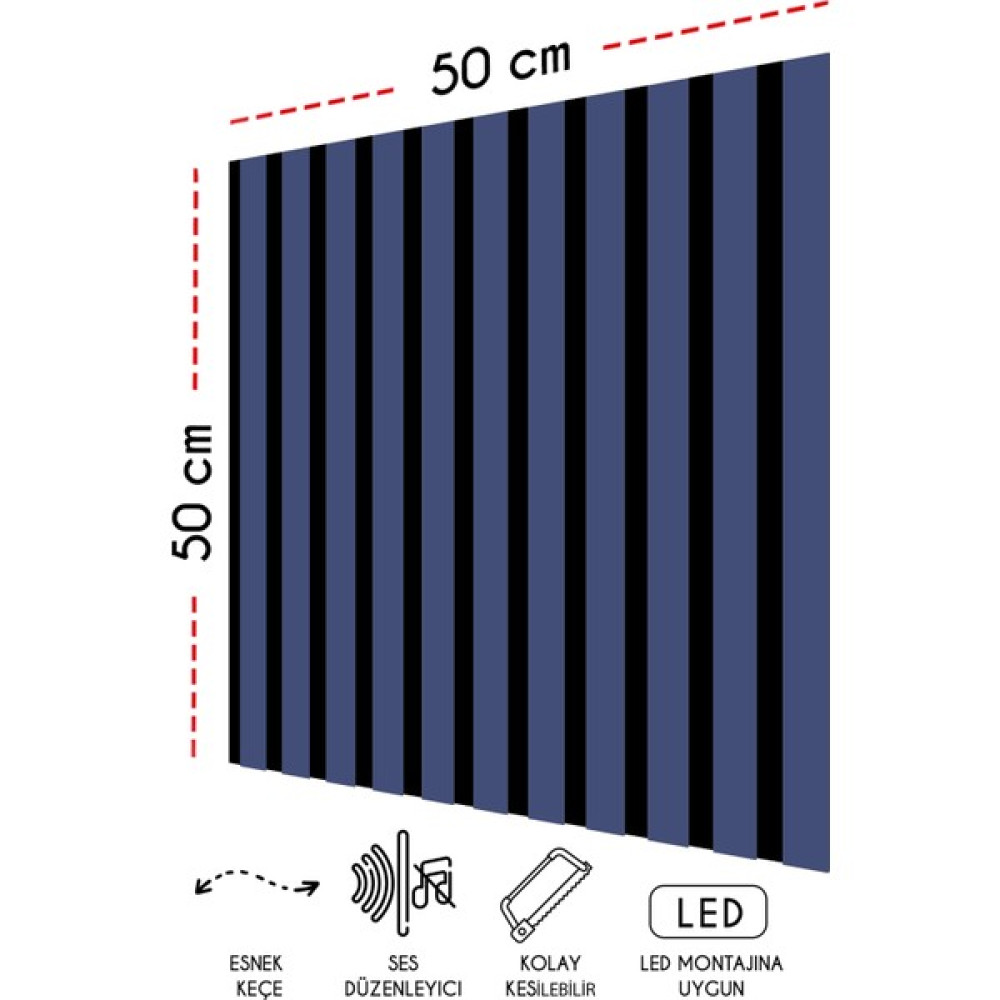 Freehome Mdf Ahşap Akustik Duvar Paneli 50 x 50 cm - İzlanda Mavi - İzlanda Mavisi Ofis Mobilya Aksesuarları Fiyatı