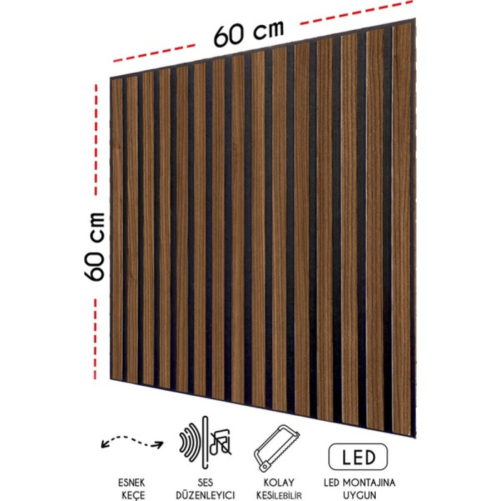 Freehome Mdf Ahşap Akustik Duvar Paneli 60 x 60 cm - Barok Ofis Mobilya Aksesuarları Fiyatı