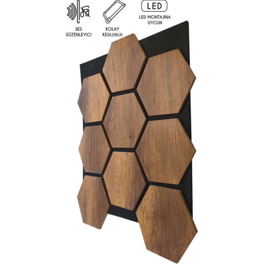Freehome Mdf Ahşap Altıgen Petek Akustik Duvar Kaplama Paneli - 60 x 70 cm - Barok Ofis Mobilya Aksesuarları Fiyatı