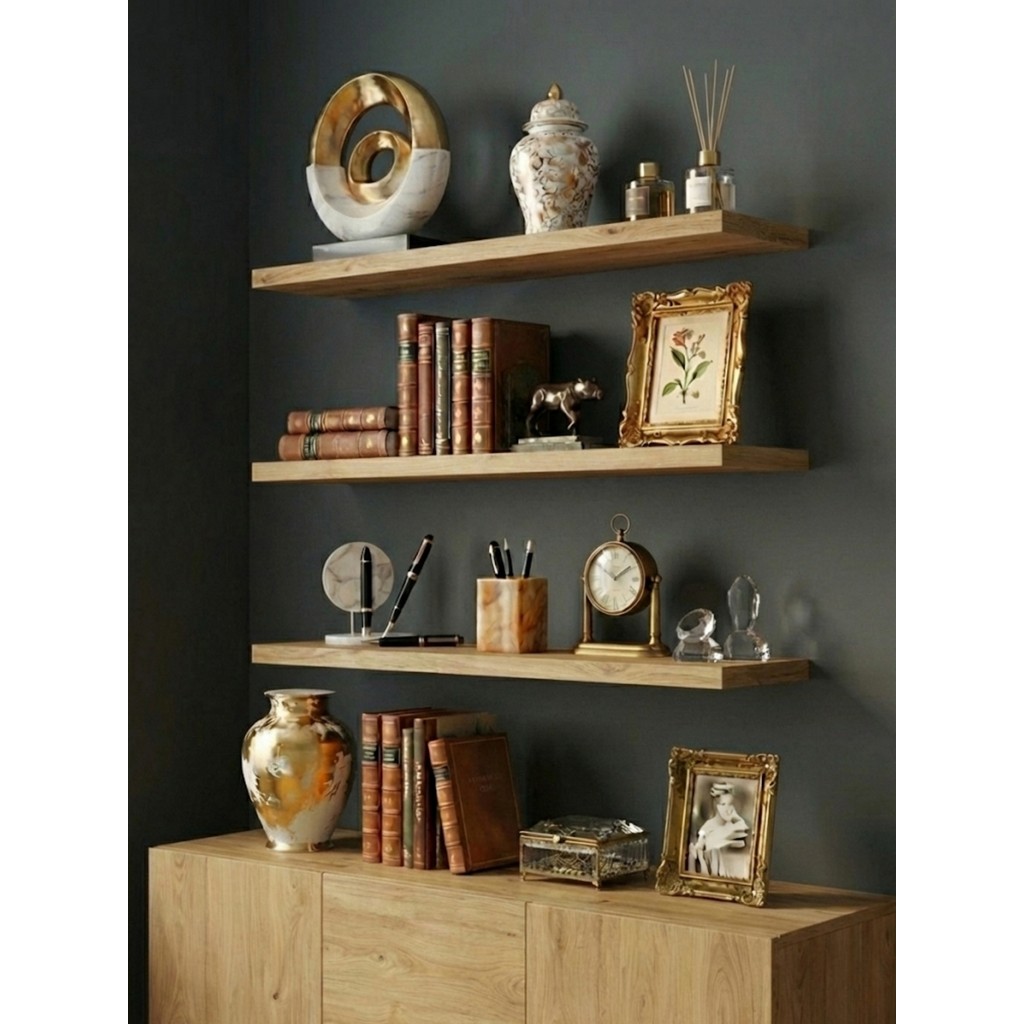 Freehome Premium Mdf Ürün Duvar Rafı 3'lü Set 60X15 cm Uçan Raf Modern Kitaplık Mutfak Banyo Rafı Kitaplık Fiyatı