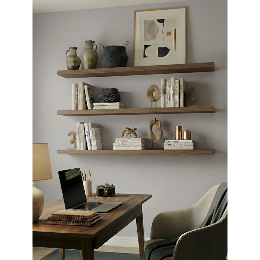 Freehome Premium Mdf Ürün Gizli Montajlı Uçan Raf 100X15 - 3 Adet Kitaplık Mutfak Banyo Salon Rafı - Ceviz Kitaplık Fiyatı