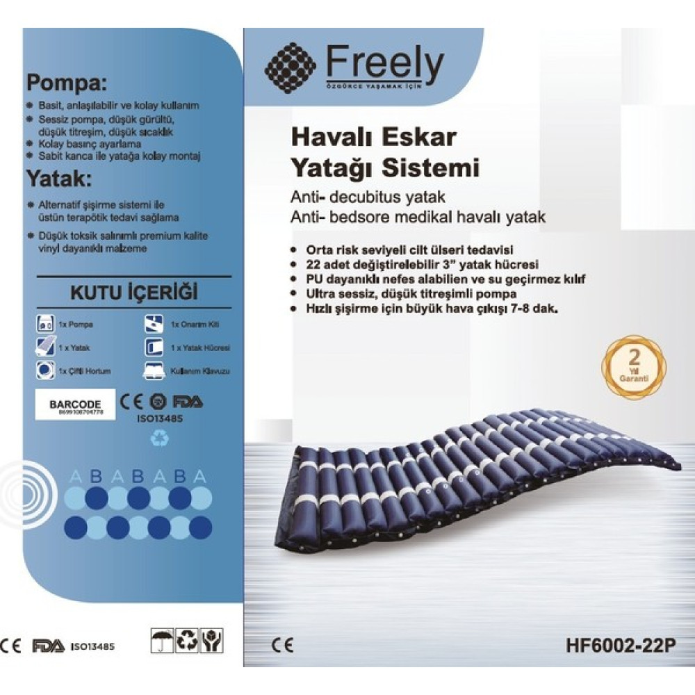 Freely HF6002 Boru Tipi Ventilasyonlu Havalı Yatak Sistemi - 110 x 190 cm Yatak Fiyatı