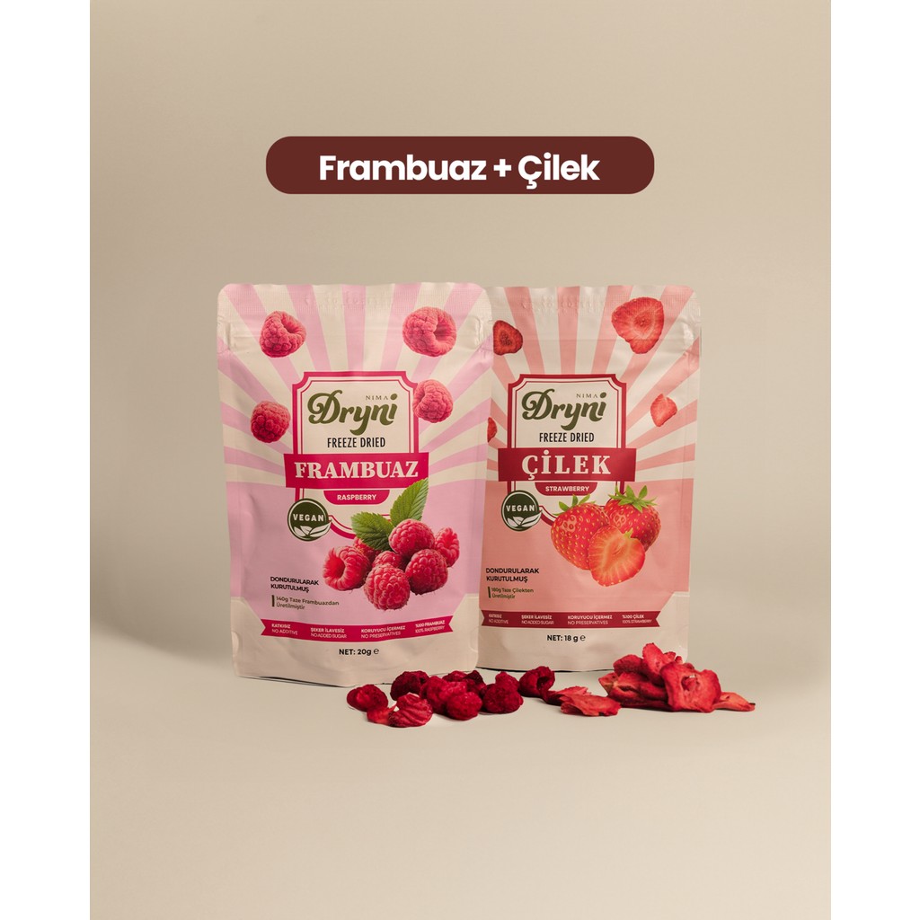 Freeze Dried Dryni Frambuaz + Çilek Set - 2 Adet Kuru Meyve Fiyatı
