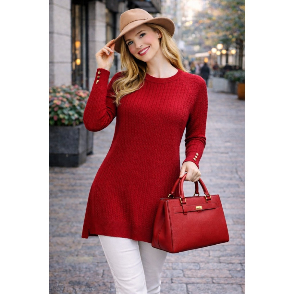 Fresh Moda Kadın Merserize Saç Örgü Standart Tunik Kazak Tunik Fiyatı
