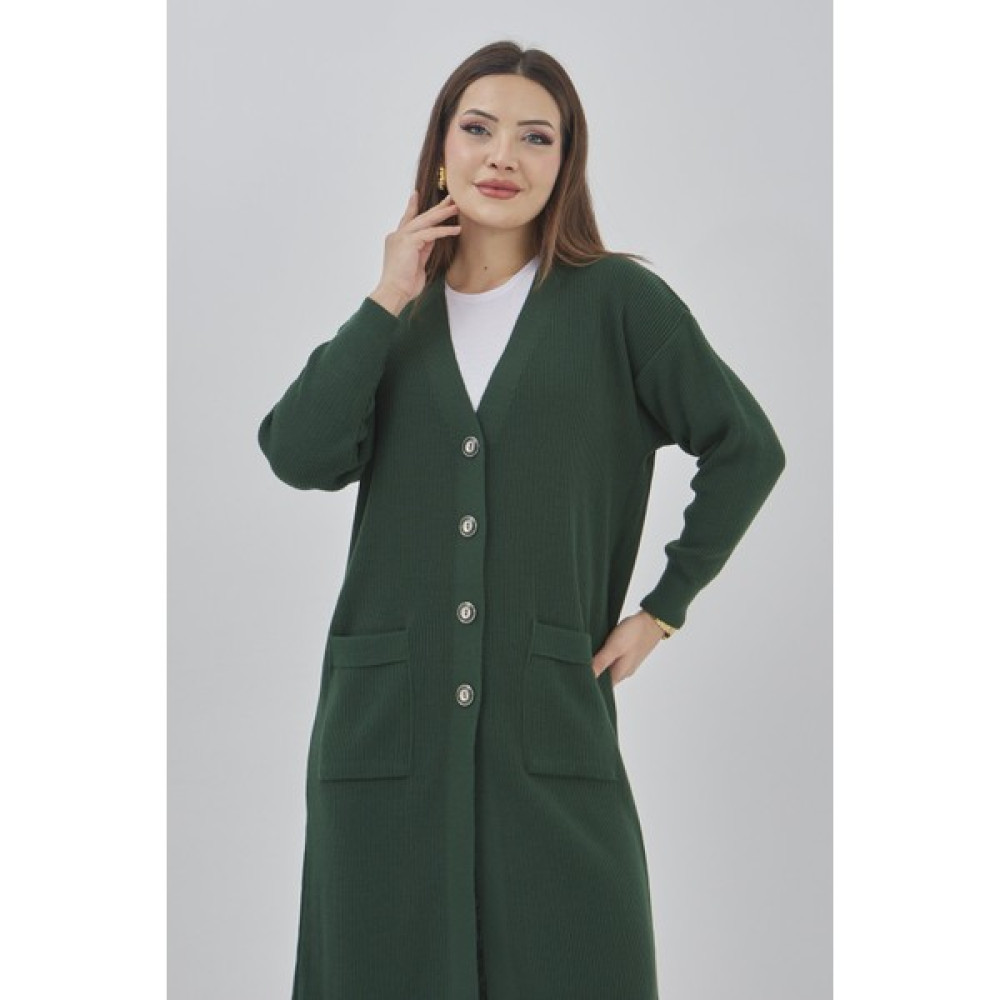 Fresh Moda Kadın Uzun Triko Mevsimlik Cepli Düğmeli Likralı Hırka Kadın Yelek Fiyatı