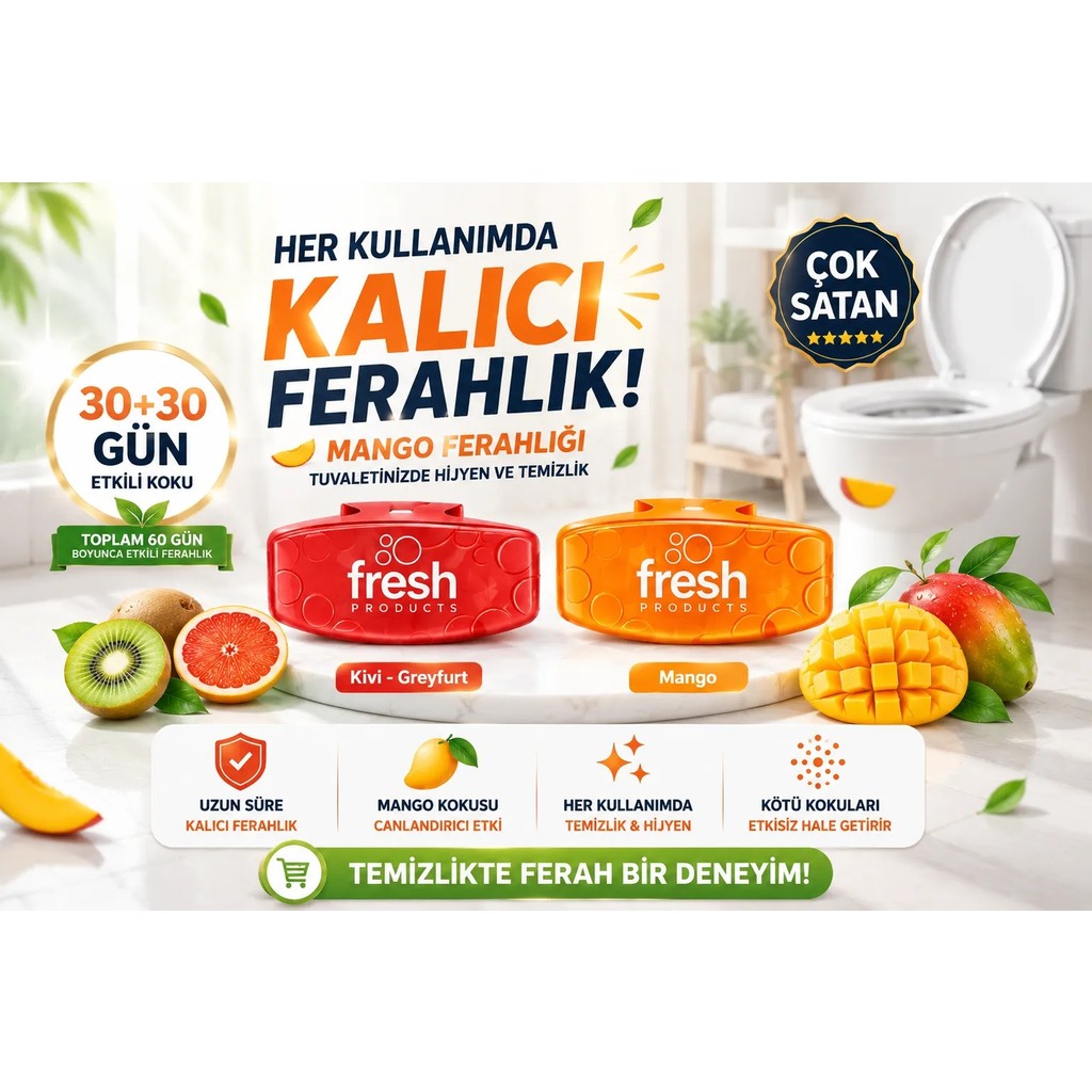 Fresh Products Fresh Clip 2.5 Wc Koku Blokeri – Mango & Kiwi-Greyfurt | 2’li Set Diğer Fiyatı