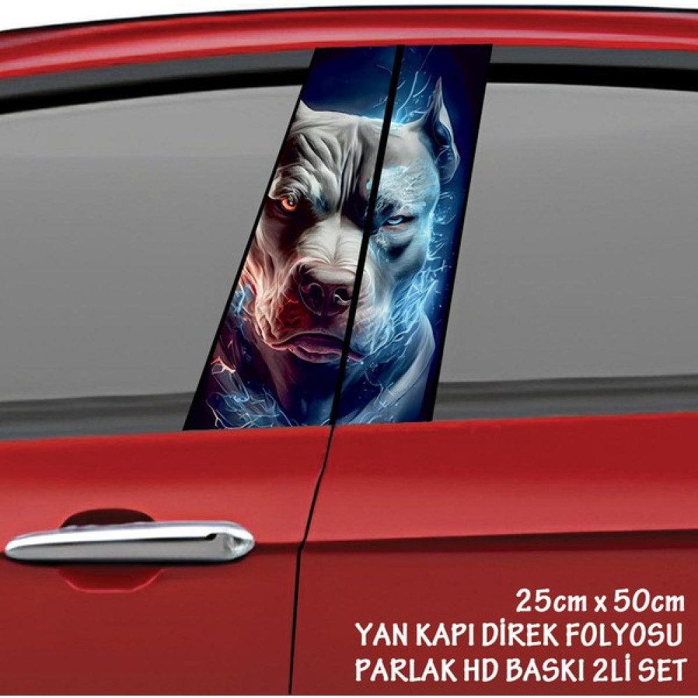 Fresh Saldırgan Deli Köpek Renkli Baskılı Folyo Kaplama - 2li Kapı Direkleri Için Sticker Modifiye - 25cm x 50cm Oto Boyaları Fiyatı