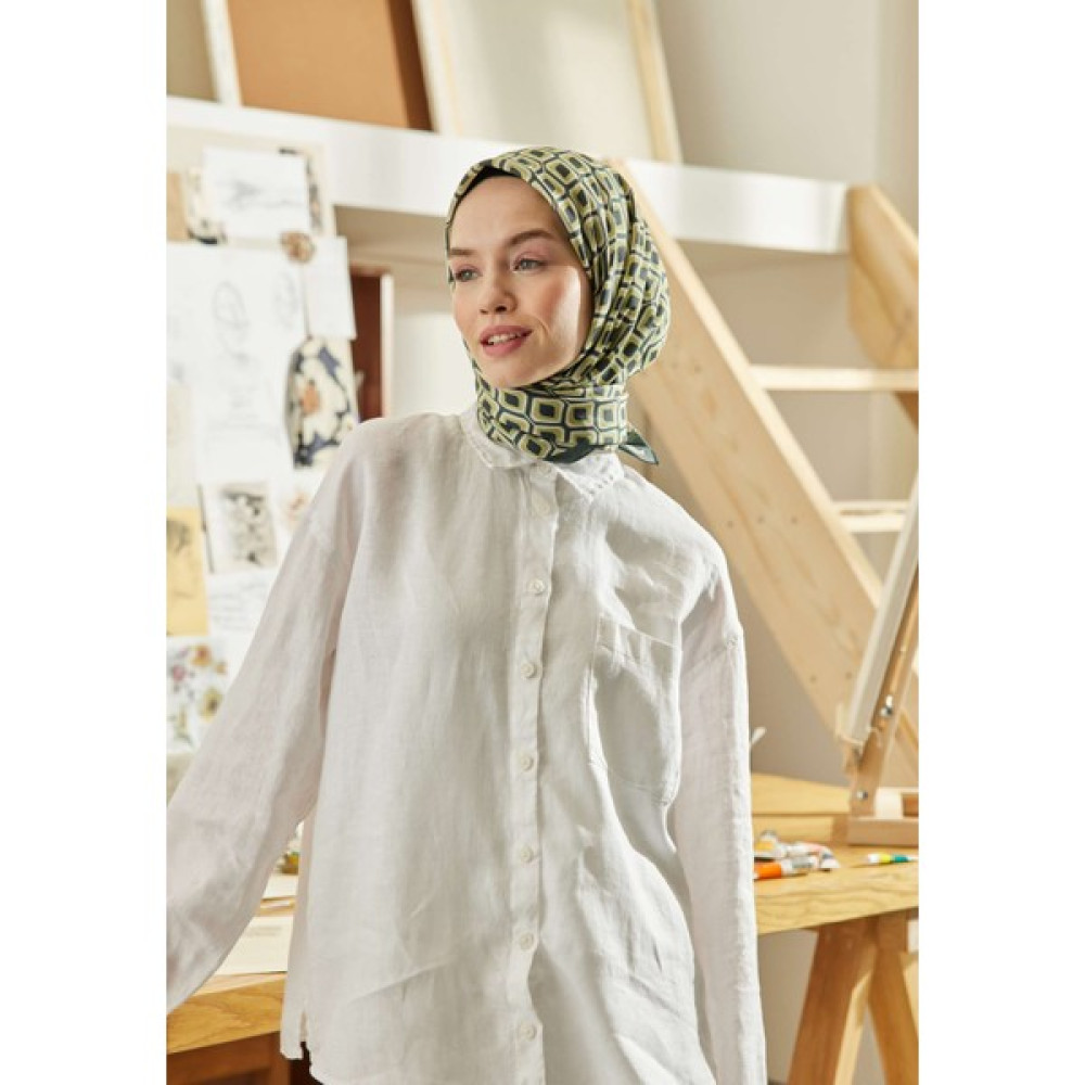 Fresh Scarfs Azalea Desen Pamuk Ipek Eşarp Koyu Yeşil Eşarp Fiyatı