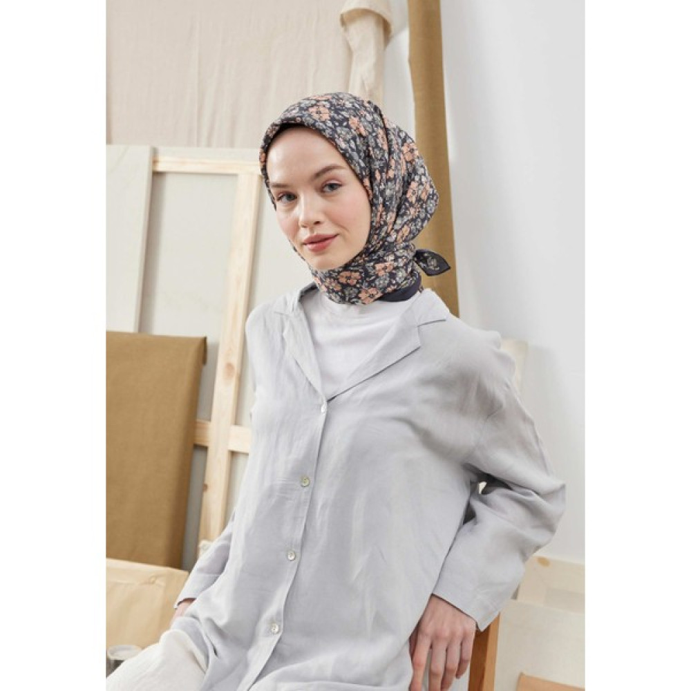 Fresh Scarfs Bloomıng Garden Desen Pamuk Ipek Eşarp Antrasit Eşarp Fiyatı
