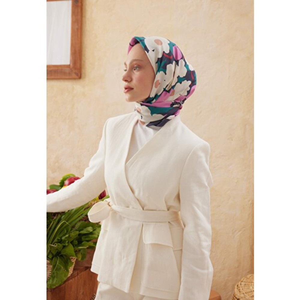 Fresh Scarfs Blossom Desen Pamuk Ipek Eşarp Pembe Eşarp Fiyatı