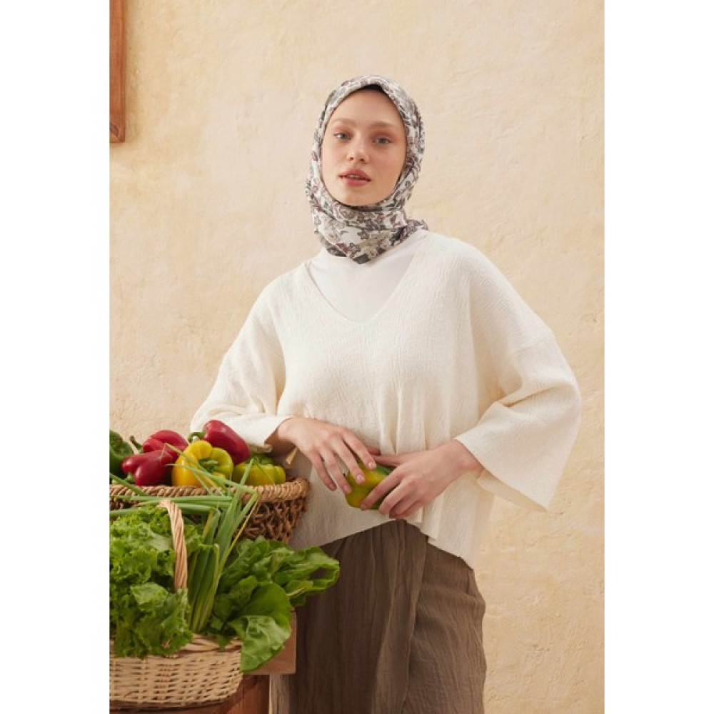 Fresh Scarfs Leaf Desen Pamuk Ipek Eşarp Haki Eşarp Fiyatı