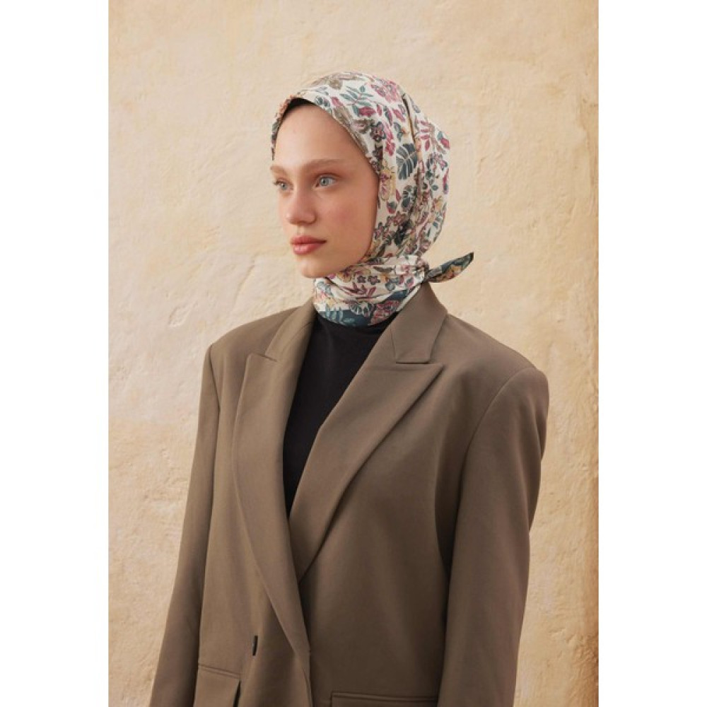 Fresh Scarfs Leaf Desen Pamuk Ipek Eşarp Koyu Yeşil Eşarp Fiyatı