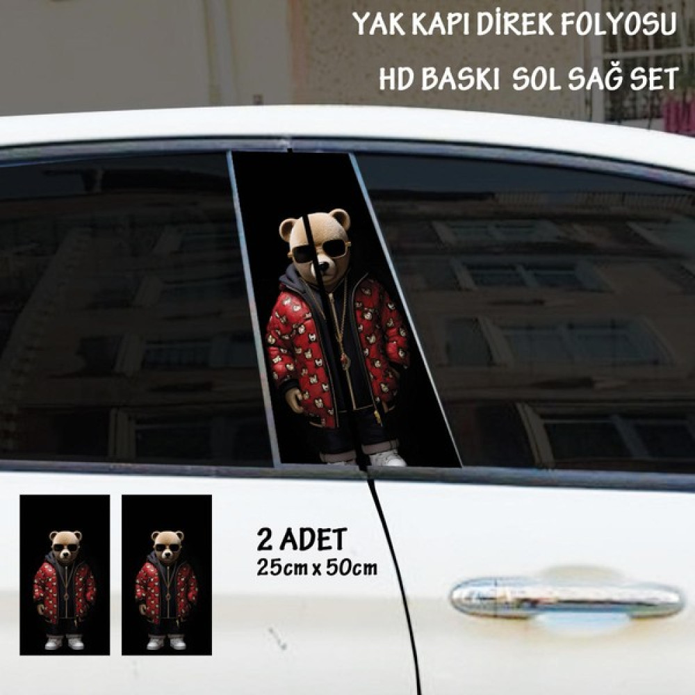 Fresh Sevimli Ayıcık Baskılı Folyo 2Adet Set - Oto Kapı Kaplama Sticker Tuning Görünüm Oto Boyaları Fiyatı