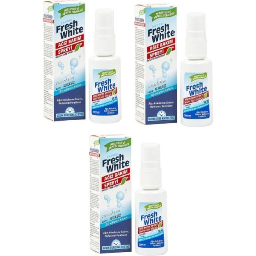 Fresh White Ağız Kokusu Giderici Önleyici Sprey 3 Adet Fresh Ağız Gargara ve Spreyi Fiyatı