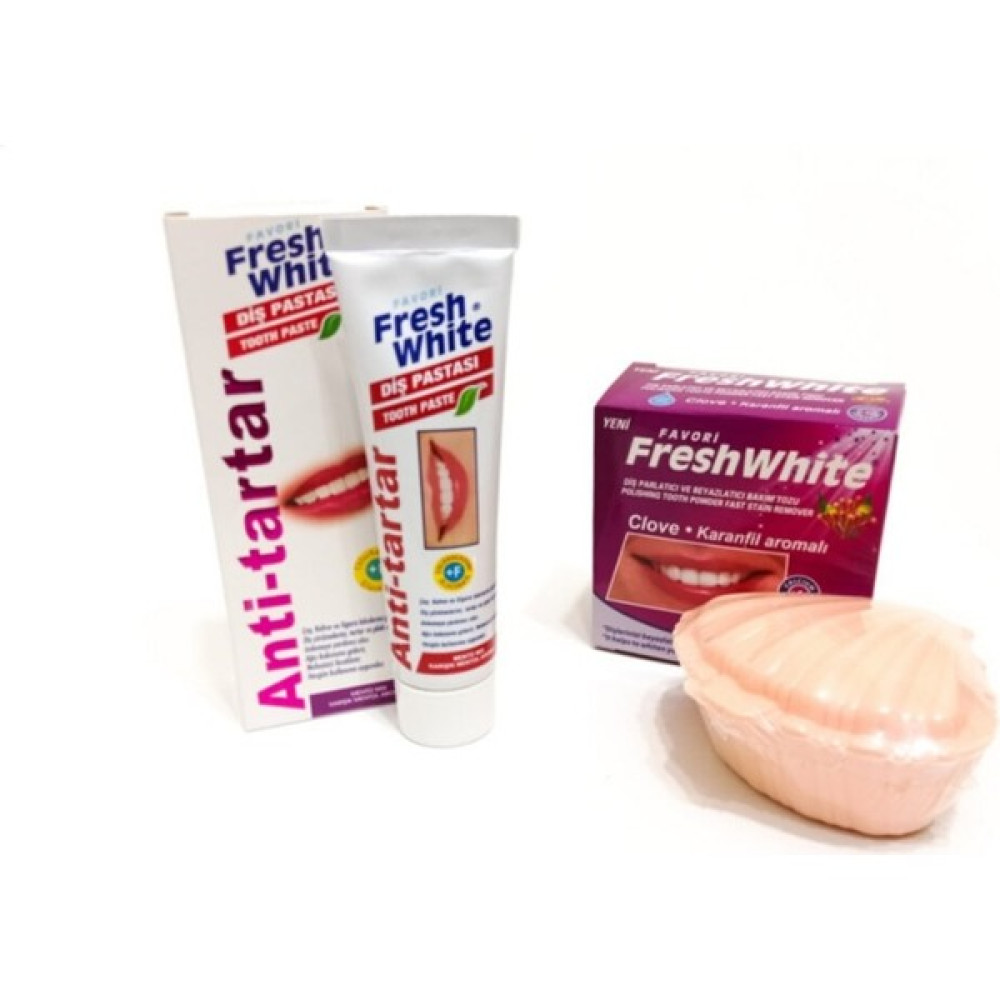 Fresh White Anti Tartar Diş Pastası 90GR + Diş Parlatıcı ve Beyazlatıcı Toz 50GR 2'li Diş Beyazlatıcı Set Diş Beyazlatıcılar Fiyatı