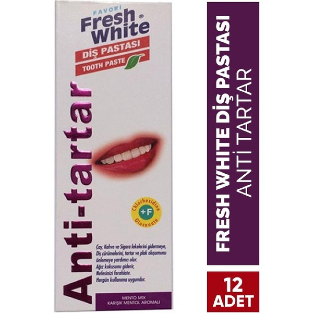 Fresh White Diş Pastası 90 gr Anti Tartar**12 Adet Diş Macunları Fiyatı