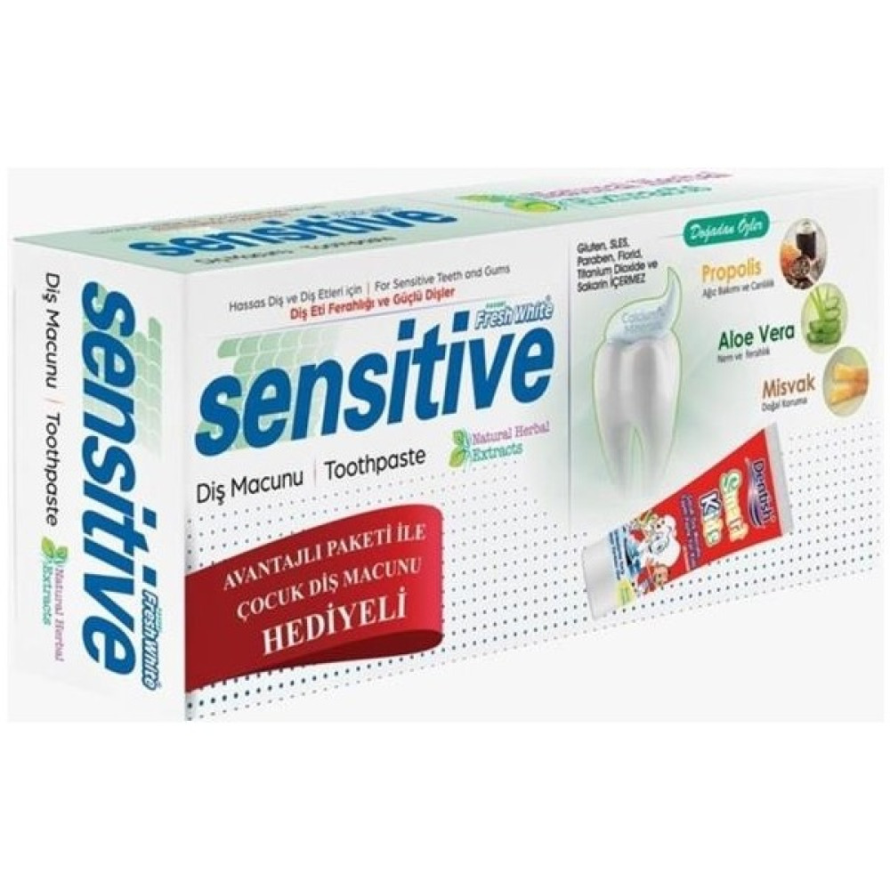 Fresh White Sensitive Propolis Aloe Vera Misvak Özlü Diş Macunu 75 Ml + Dentish Smart Kids Çocuk Diş Macunu 75 Ml - 1 Diş Macunları Fiyatı