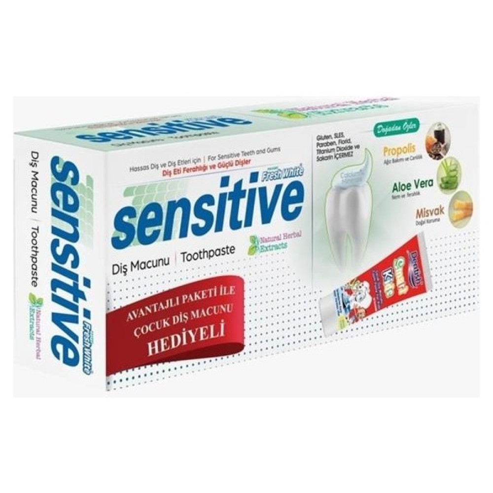 Fresh White Sensitive Yeşil Çay Ekinezya Nane Diş Macunu 75 Ml + Dentish Smart Kids Çocuk Diş Macunu 75 Ml - 1 Diş Macunları Fiyatı