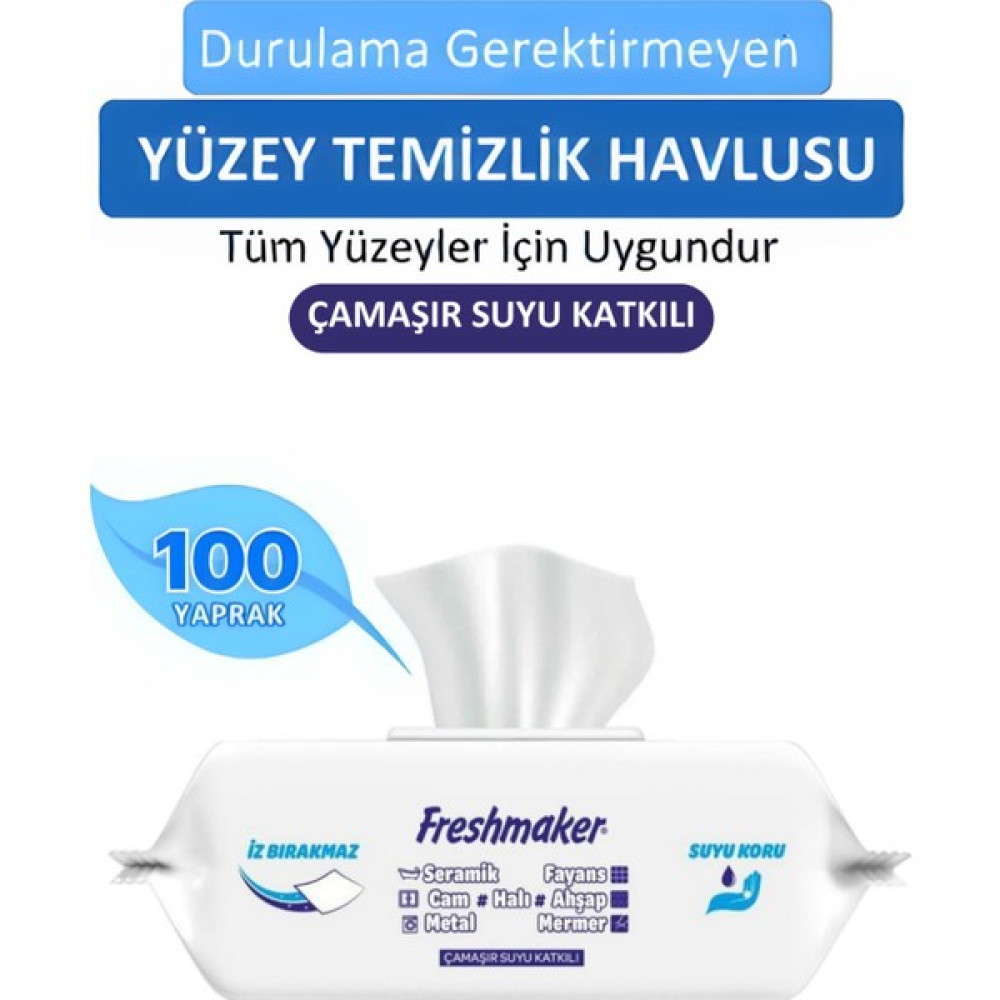 Freshmaker Çamaşır Suyu Katkılı Yüzey Temizlik Havlusu 100 Yaprak Bebek Bakım Fiyatı